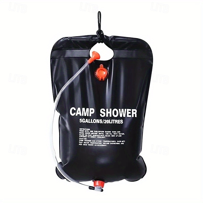 1 borsa per doccia solare portatile da 20 litri - campeggio &escursionismo essenziale con secchio in PVC trasparente da 5 galloni di capacità e scaldabagno solare - perfetto per viaggi, avventure del 2025 a $18.99 –P10