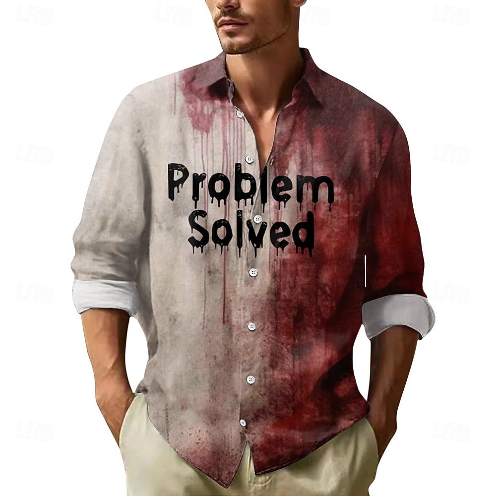 Herren Blutspritzer Mit Buchstaben bedruckt Blutflecken Hemd Knopfhemd Langarm Dark Punk Gothic Ferien Streetwear Sommer Frühling Umlegekragen 3D-Druck Hemden mit Kragen Rot 1 Rote Rot 2 2026 - $25.99 –P2