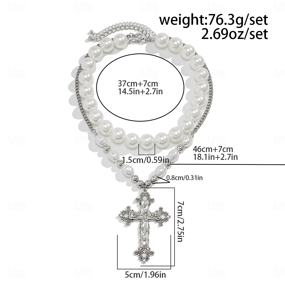 Colliers à pendentif en perles baroques et croix perlée pour femmes - plusieurs options de style pour des looks gothiques et vintage élégants, parfaits pour les fêtes et les occasions spéciales de 2026 ? $11.99 –P7