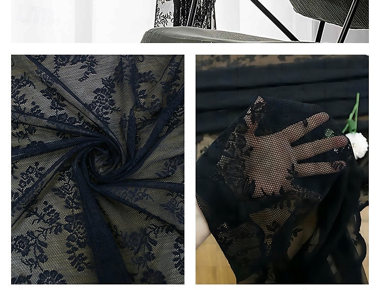 gardiner med jacquardspetskant - färdiga, tunna utomhusgardiner i lantlig stil 2025 - $6.49 –P2