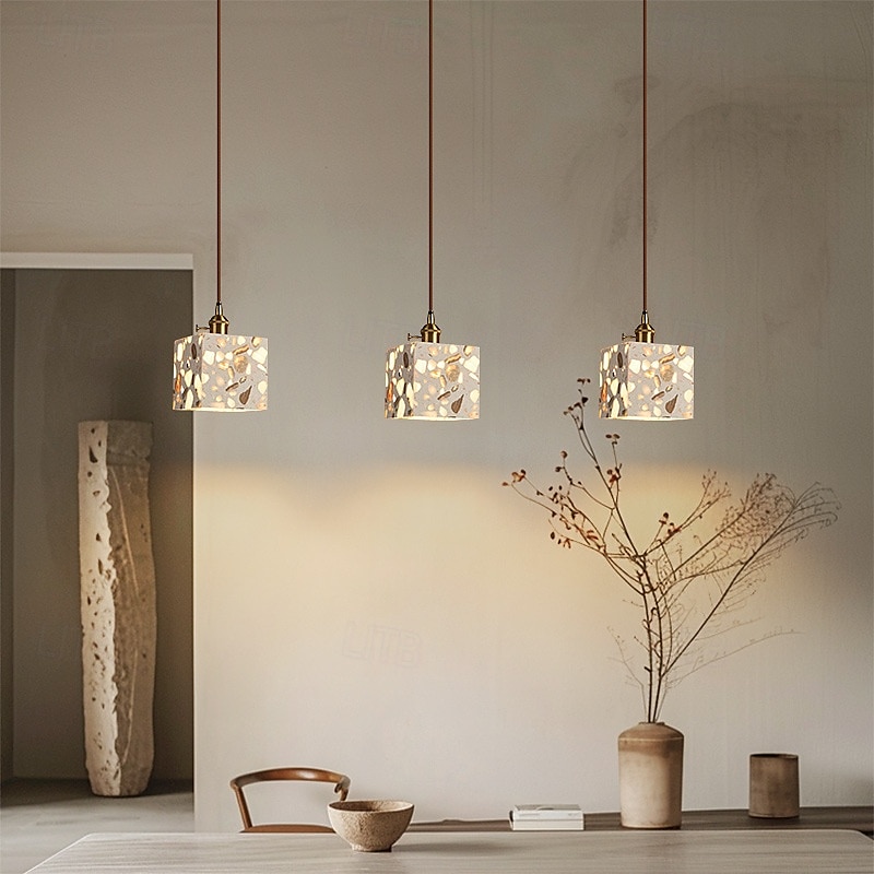 luminária pendente minimalista retrô francesa, cimento wabi-sabi &alabastro para sala de jantar/quarto de 2025 por $229.99 –P7