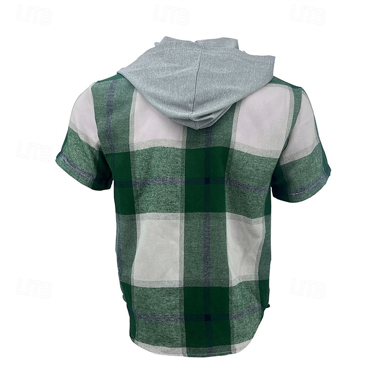 Per uomo Camicia Camicia Estiva Camicia casual Camicia da Spiaggia Camicia con Bottoni Rosso Blu Marrone Verde Manica Corta Plaid Con Cappuccio Vacanza Camicia hawaiana Tasca Abbigliamento Poliestere del 2025 a $20.99 –P9