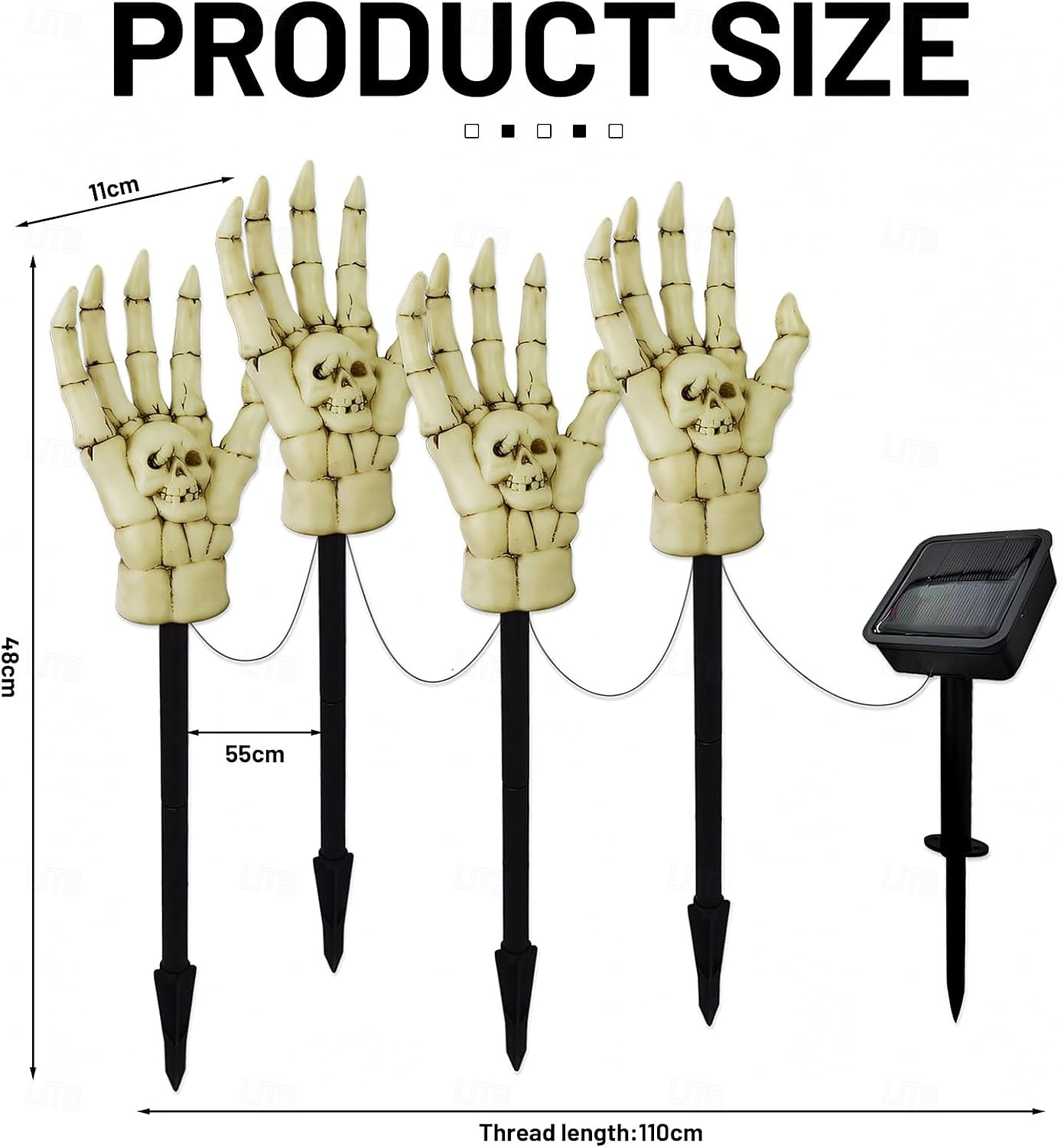 4-in-1 buitenzonnesimulatie schedelpalm-invoeglicht binnenplaats tuinpad feest horror en vreemd decoratief licht landschapslicht 2025 - $23.99 –P1