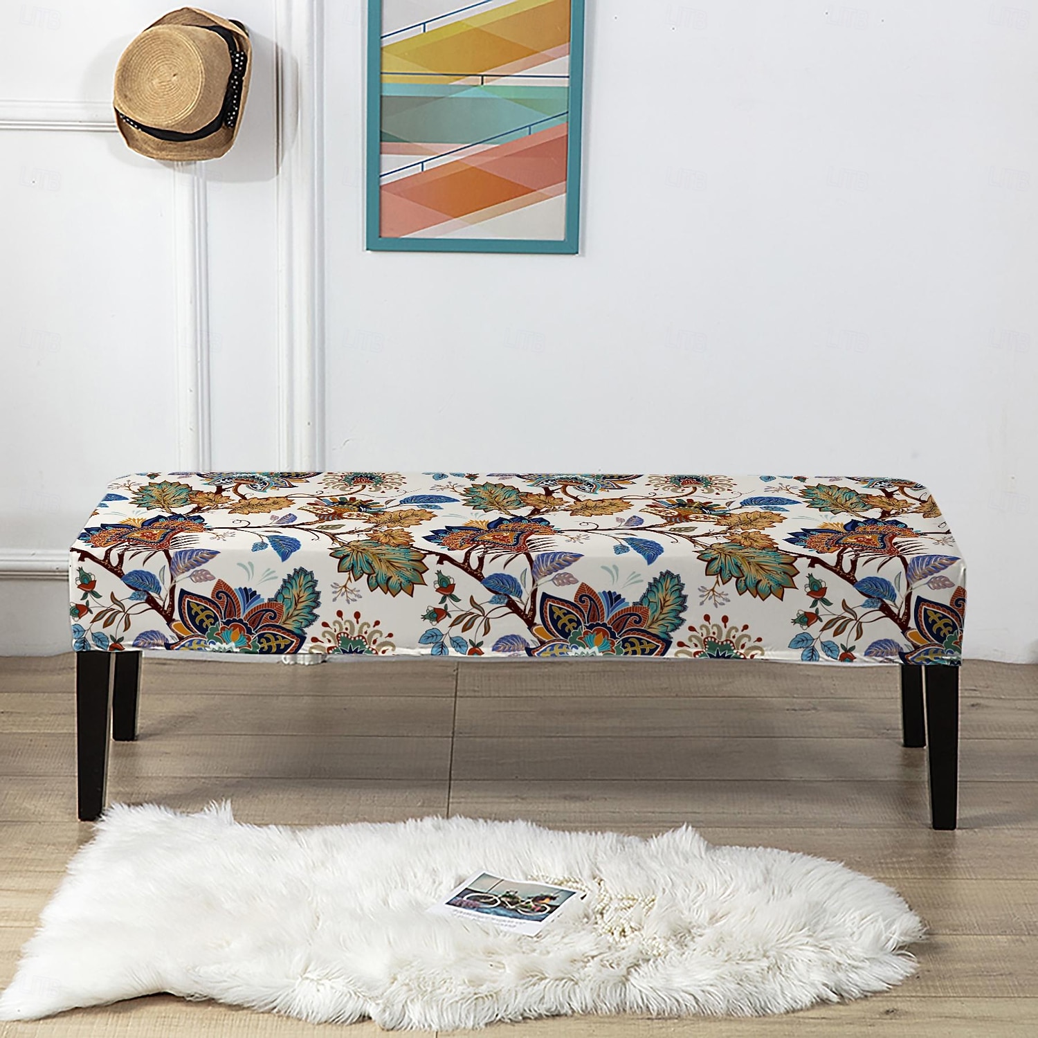 Bedruckte Stuhlhussen und Bankhussen-Sets für Esszimmerstühle, bestehend aus 5 Stück, 4 Stuhlhussen und 1 Bankhusse 2026 - $30.99 –P2