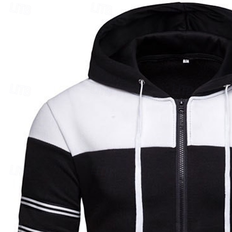 Hombre Sudadera Sudadera con capucha y cremallera completa Negro Azul Marino Azul Piscina Naranja Con Capucha Plano Retazos Cremallera Bloque de Color Deporte Casual Diario Ropa de calle Fresco Ropa 2025 - $23.99 –P6