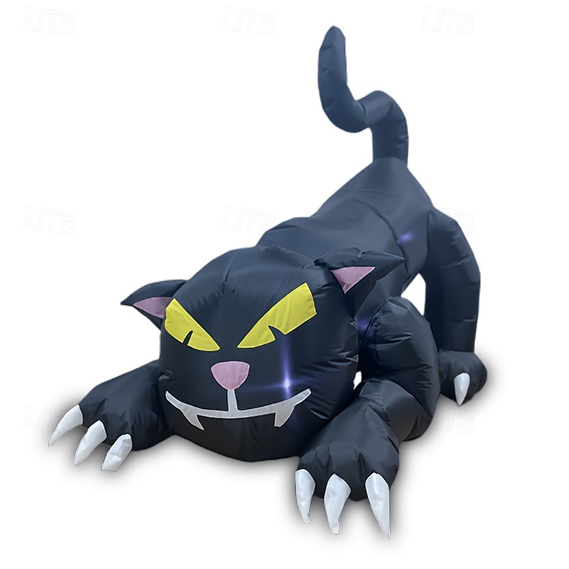Decorazione per esterni gonfiabile di Halloween con testa di gatto nero in movimento, decorazioni per feste all'aperto del 2025 a $104.99 –P4