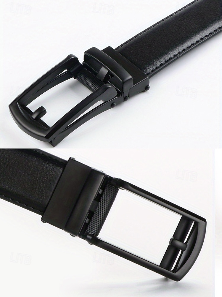 Ceinture en cuir véritable pour homme avec boucle à cliquet automatique – Ceinture classique ajustable pour le travail, le bureau et le quotidien de 2025 ? $14.99 –P6