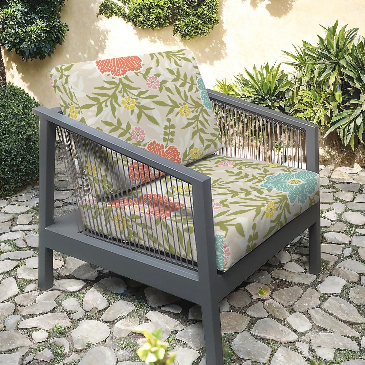 Housse de coussin de siège d'extérieur pour patio, housses en microfibre teintées en fil floral de 2025 ? $15.49 –P3