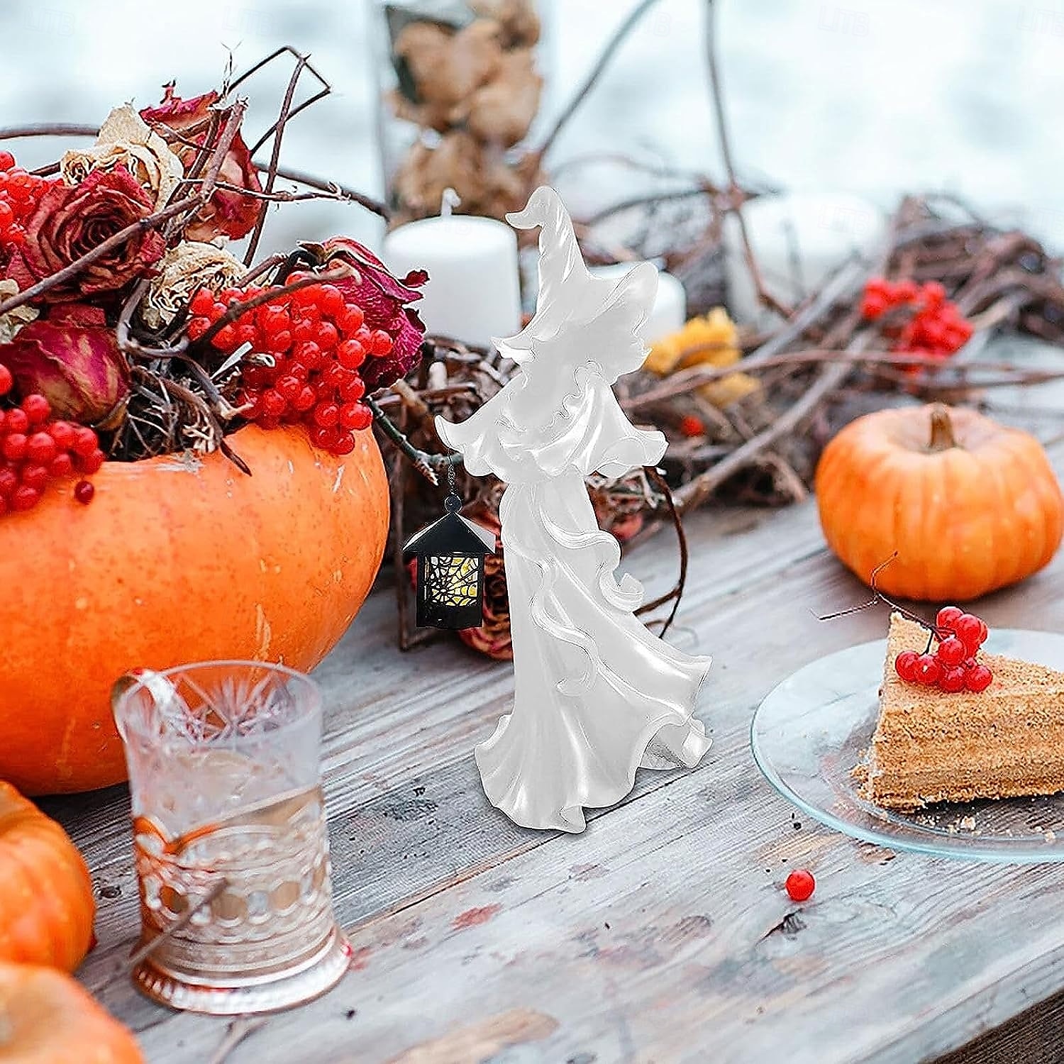 cracker vat heks halloween decoratie geest met lantaarn gezichtsloze geest sculptuur heks geest lamp hel boodschapper holding lantaarn standbeeld realistisch halloween thema rekwisieten 2025 - $15.99 –P4
