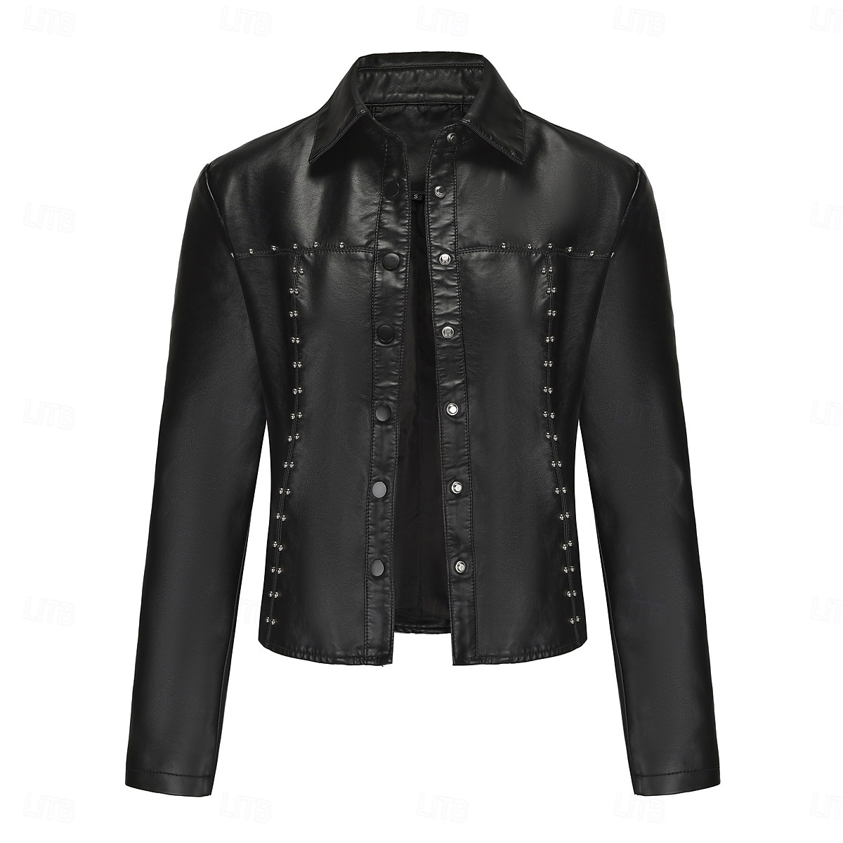 Women's Faux Leather Jacket Comfortable Buttons Fashion Street Style Plain Outdoor Casual Daily Regular Turndown Regular Fit Long Sleeve Outerwear Black Red Camel Spring Fall 2025 - $41.99 –P9