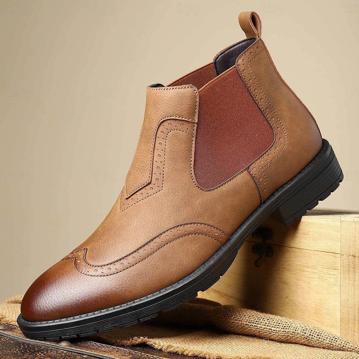 Homme Bottes Bottes Chelsea Marche ancien Occasionnel Britannique Cuir PU Confortable Antidérapant Chaud Bottines Mocassin Noir Marron Kaki Automne Hiver de 2025 ? $54.99 –P8