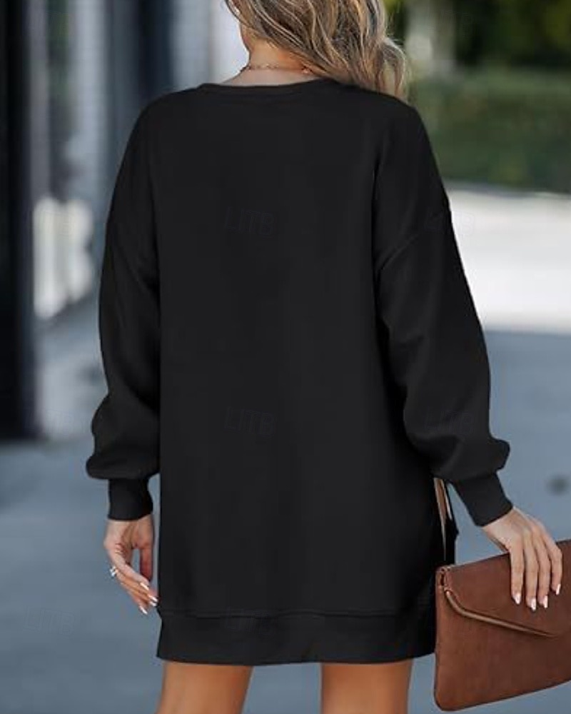 Per donna Felpa Pullover Felpe Semplice Casual Manica Lunga Girocollo Top Regolari Streetwear Ferie Patchwork Nero Beige Grigio Autunno Inverno del 2025 a $26.99 –P4
