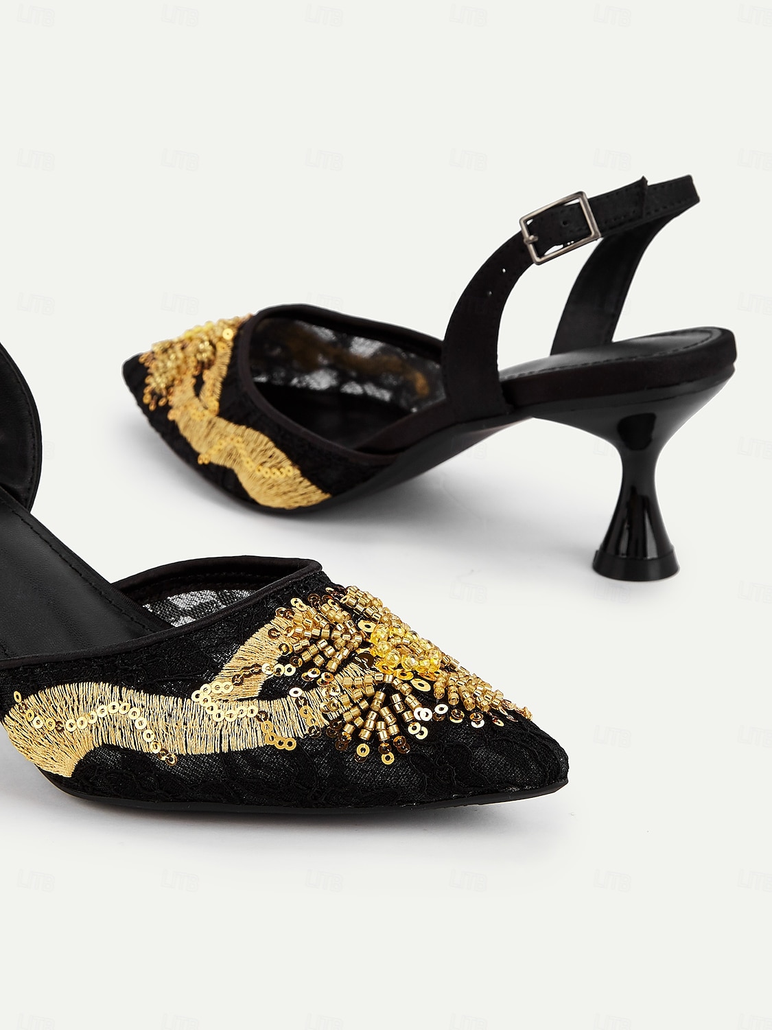 Escarpins à bride arrière en maille à paillettes Art déco pour femmes – Chaussures de soirée à bout pointu inspirées des années 1920 pour mariages, soirées et costumes Gatsby de 2025 ? $79.99 –P1