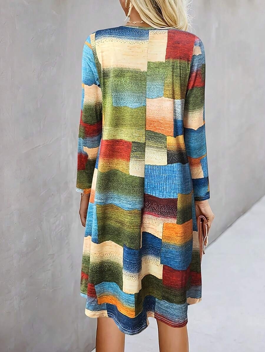 Pentru femei Rochie Mini Rochie casual Rochii Tricou Rochie de Vară Rochie A line Casual Fit regulat Grafic Geometric Manșon Lung Stil Nautic Trifoi Toamnă Iarnă 2025 - $23.99 –P2