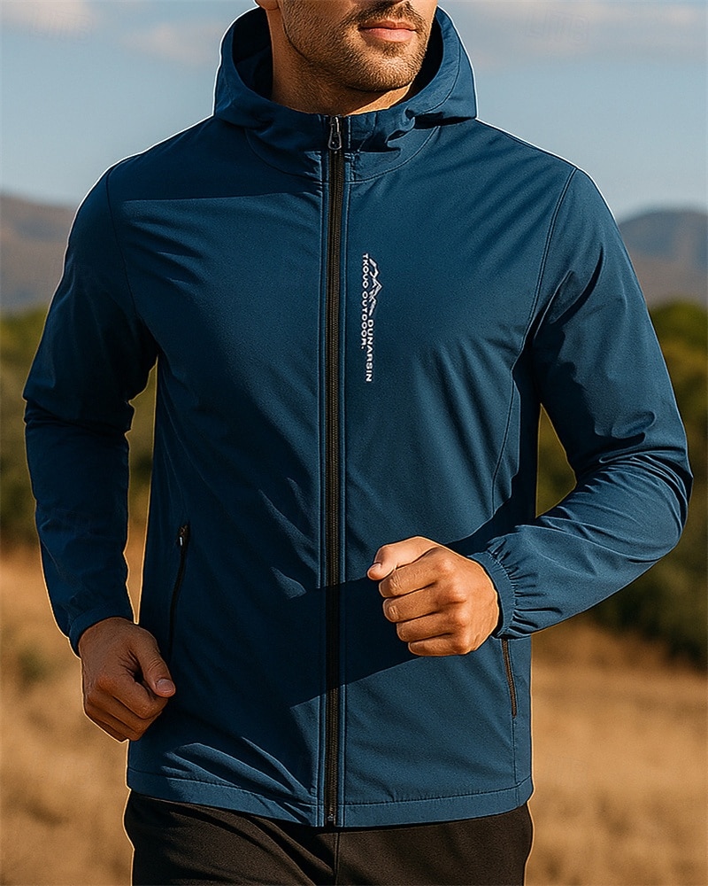 Men's Solid Colored Running Jacket Outdoor Jacket Spring Fall Pockets Full Zip Long Sleeve Athletic Waterproof Sun Protection Windproof Lightweight Moisture Wicking Fishing Hiking Running Blue Dark 2026 - $17.49 –P1