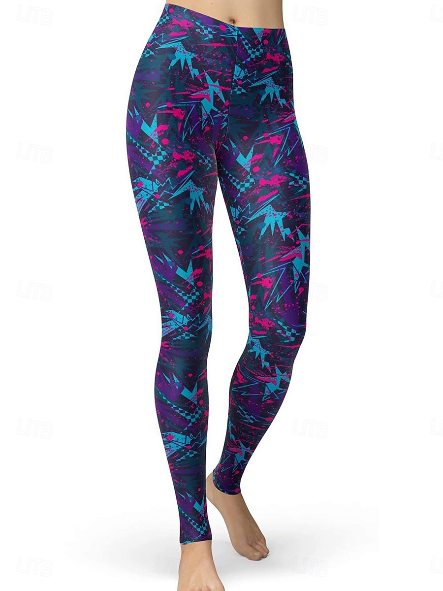 Femmes Leggings Vacances ancien Mode Longueur complète Taille haute Graphique Dégradé Géométrie Impression Doux Respirant Élastique Vacances Occasionnel Quotidien Bleu œuf de mer Noir Rouge Violet de 2025 ? $19.99 –P6