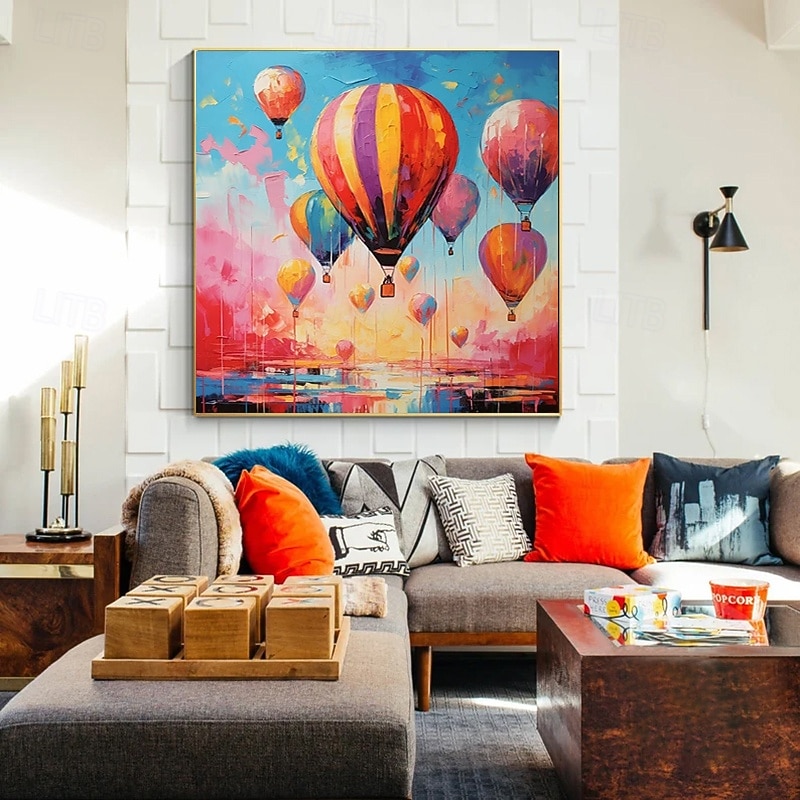 käsintehty öljymaalaus kankaalle seinälle koristelu moderni abstrakti kuumailmapallomaisema kodin sisustukseen venytetty kehys roikkuu maalaus/rullattu kehyksetön venyttämätön maalaus 2026 - $49.99 –P5