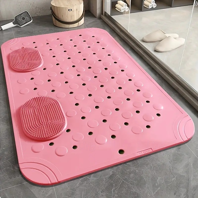 Tappetino da bagno antiscivolo con fori di drenaggio, comodo tappeto da doccia massaggiante, design rettangolare tinta unita per la casa &uso alberghiero del 2025 a $6.99 –P2