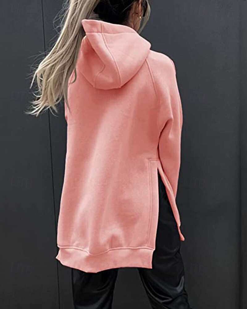 Dame Pullover hettegenser-genser عادي Gatemote Fritid Langermet Med hette Vanlige topper Gate Ferie Lomme Svart Rosa Vin Beige Lyseblå Vinter 2025 - $23.99 –P16