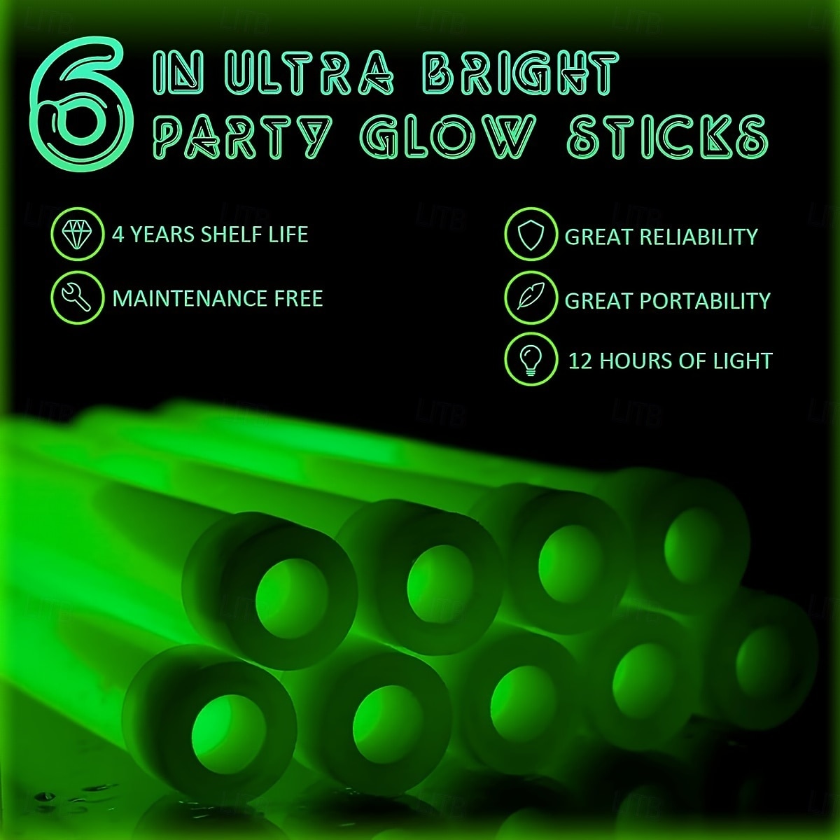 Lampe chimique durable de qualité industrielle à longue durée de vie de 12 heures, grand bâton vert, aucune alimentation requise, idéale pour le camping, les urgences, les fêtes, etc. - accessoires de de 2025 ? $15.49 –P1