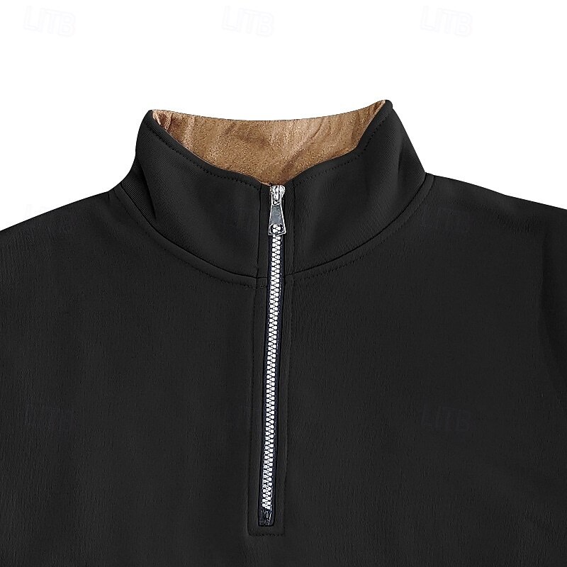 Hombre Sudadera Sudadera con cremallera Sudadera con capucha de lana Negro Vino Color Camello Gris Claro Gris Oscuro Cuello Mao Plano Cerrar Retazos Cremallera de un cuarto Deporte Casual Diario Ropa 2025 - $27.99 –P6