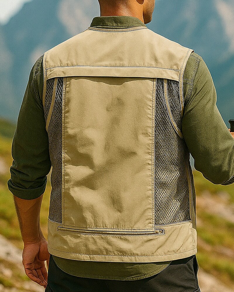 Homme Gilet de pêche Gilet multifonctionnel Sans manches Veste Extérieur Léger Respirant Fermeture éclair Polyester Noir Blanche Vert Véronèse Chasse Pêche Escalade de 2025 ? $20.79 –P2