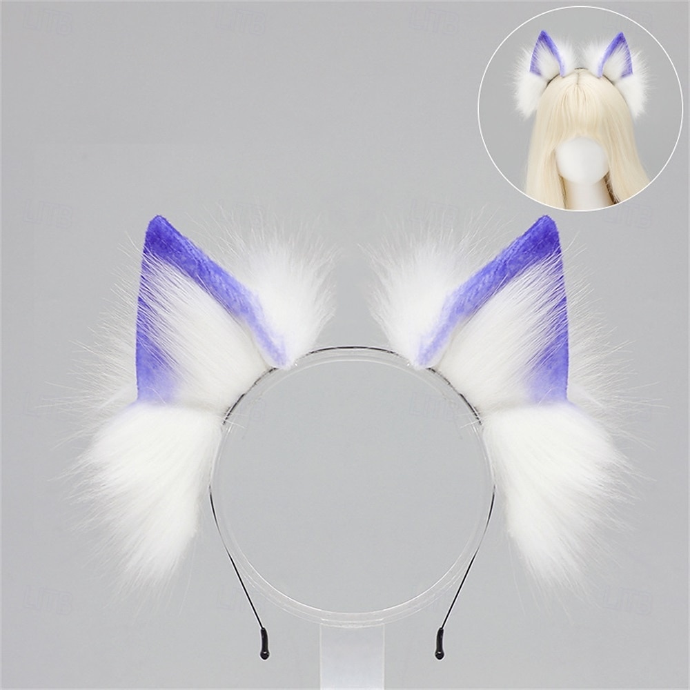 Fascia con orecchie da lupo realistiche – orecchie da volpe e lupo lolita fatte a mano per cosplay, stile kc, feste, convention e accessori per giochi di ruolo del 2025 a $30.99 –P10