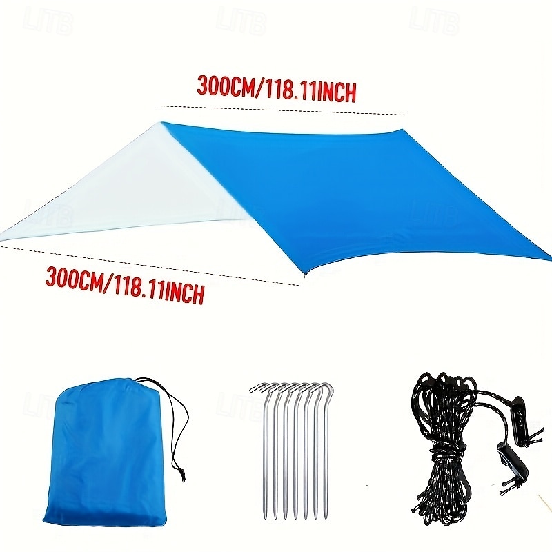 1 tenda da sole quadrata multifunzionale per esterni - tenda da sole da spiaggia con protezione UV e tessuto leggero rivestito in argento, resistenza alla trazione di 122 libbre, verde &disegno del 2025 a $49.99 –P8