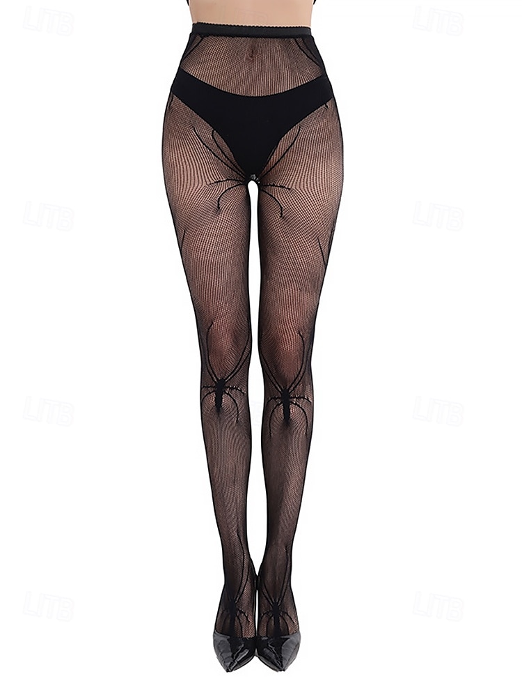 Transparente Strumpfhose mit Spinnennetzmuster für Halloween für Damen – dehnbare Netzstrumpfhose für Kostümpartys, Cosplay und Nachtclub-Outfits 2025 - $9.99 –P11
