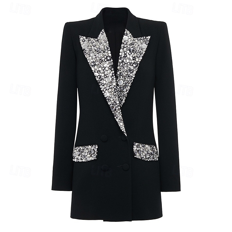 Couture styl krystaly zdobené dvouřadé sako mini smokingové šaty pouzdrové / sloupcové večerní šaty elegantní šaty formální večerní párty špičková klopa a kapsy 2025 2025 - $148.99 –P2