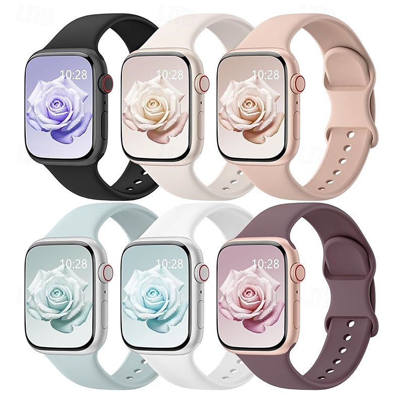 6 Trousses Bracelet Sport Compatible avec Bracelet Apple Watch 38mm 40mm 41mm 42mm 44mm 45mm 49mm Mignon Silicone Bracelet de remplacement pour iwatch Ultra 2 Série 9 8 7 SE 6 5 4 3 2 1 de 2025 ? $16.99 –P7