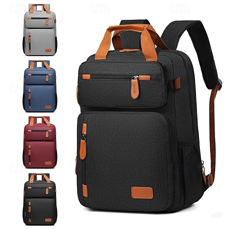 Sac à dos bleu pour ordinateur portable avec port USB – Sac de voyage et d'école à compartiments multiples avec accents en cuir et poche pour bouteille d'eau de 2025 ? GBP £24 –P1