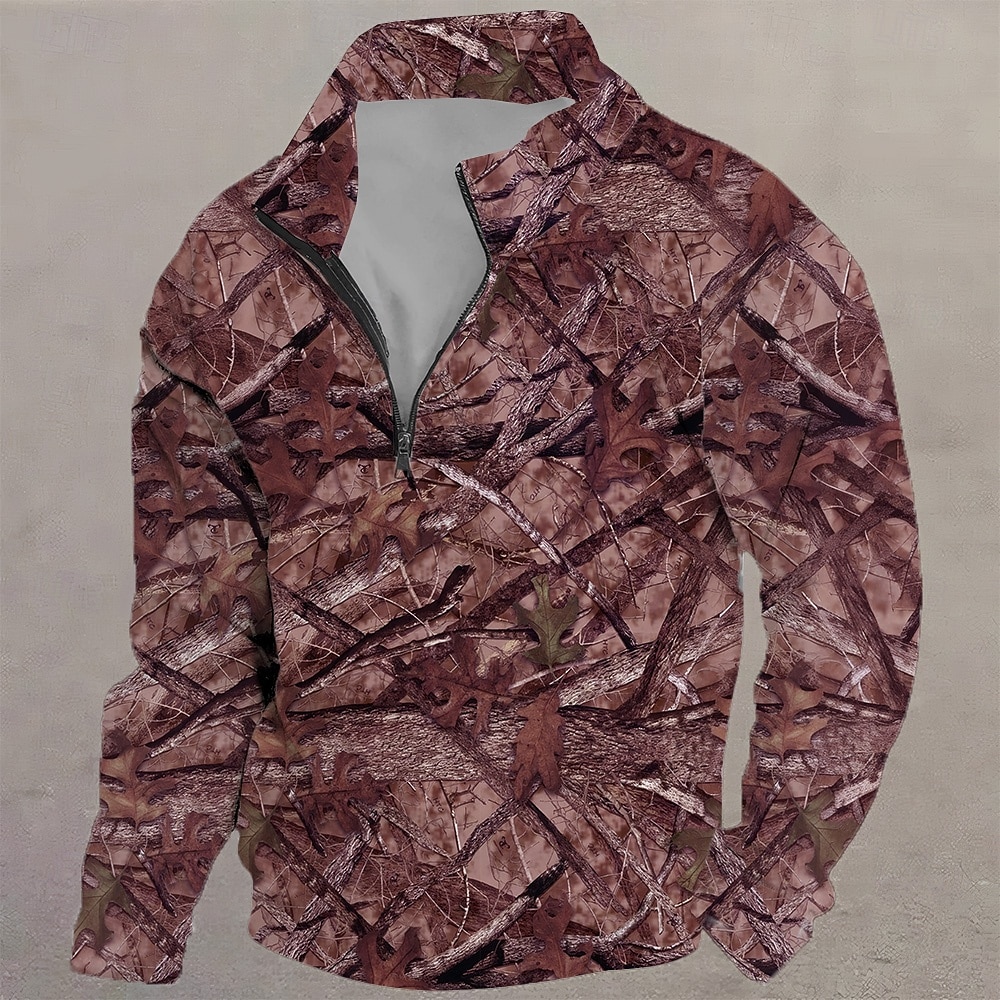 Homme Camouflage Sweat-shirt Sweat à capuche Fermeture éclair Sports Impression 3D Escalade Chasse Rouge Violet Automne Designer de 2025 ? $26.99 –P3