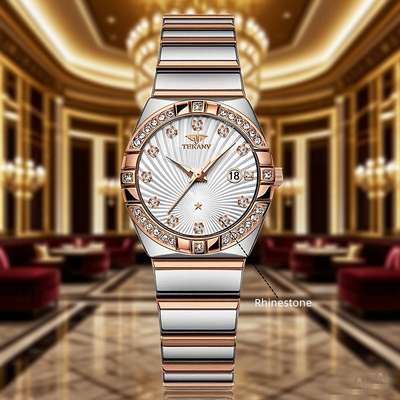 Uusi tyylikäs naisten ruusukultakotelo kvartsikello ipx7 vedenkestävyys ja luminous kalenterinäyttö rannekello arkielämään matkalle ystävänpäivälahja naisille 2026 - $16.99 –P7