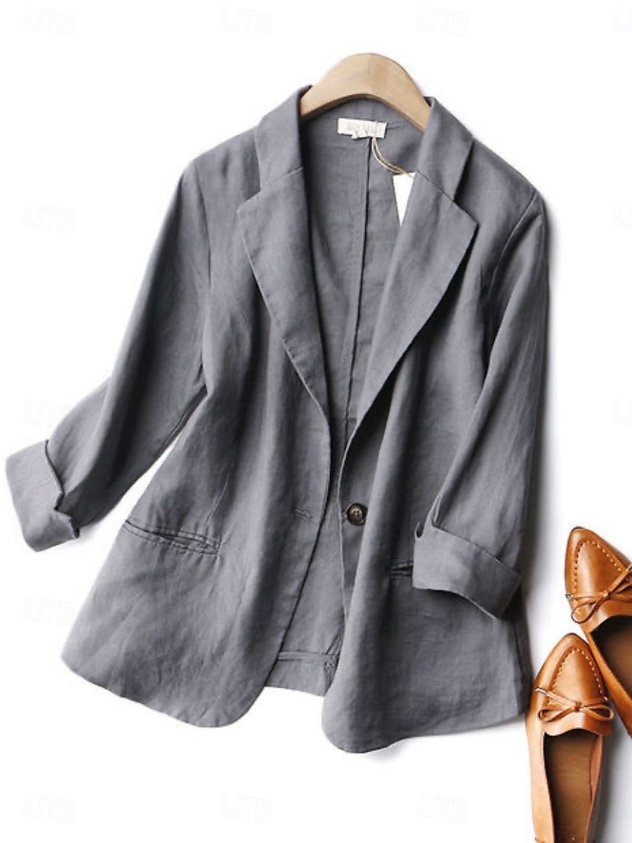 Femmes Blazer Confortable Respirant Avec Poches Occasionnel Uni Bureau Rue Occasionnel Tenue quotidienne Simple Boutonnage Régulier Col Rabattu Coupe régulière manche longue Vêtements d'extérieur de 2025 ? $32.99 –P2