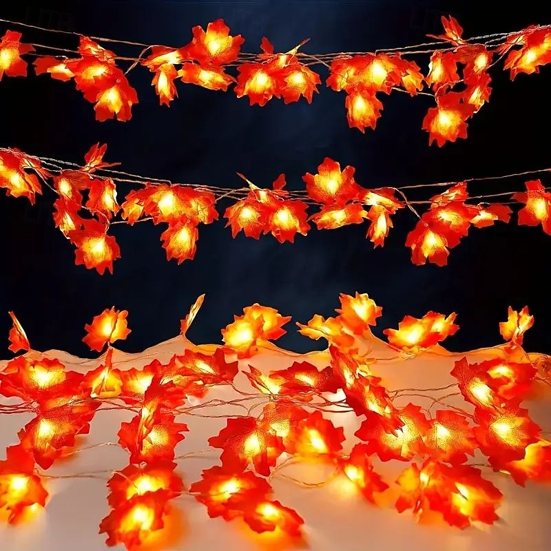 Halloween Solar Pumpkin Maple Leaf Fairytale String Lights 6.5m 30LED Outdoor Waterproof Garden Lights Thanksgiving Halloween Party Atmosphere Home Balcony Terrace Yard Porch Decoration 2025 - $17.19 –P5
