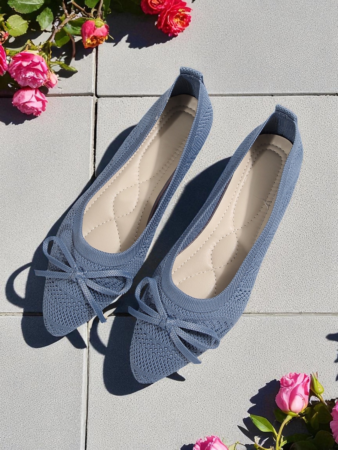 Ballerines Flyknit Bow pour femmes – chaussures décontractées, légères, respirantes et élégantes, idéales au quotidien, pour les promenades en plein air et les pique-niques printaniers au jardin de 2025 ? $19.99 –P1