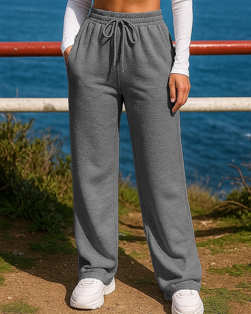 Damen Jogginghose Hose mit weitem Bein Jogginghosen Tasche Kordelzug Hohe Taille Unterteile Athleisure Fitnessstudio Trainieren Atmungsaktiv Wandern Training sportlich Normale Passform Sportbekleidung 2025 - $17.99 –P4