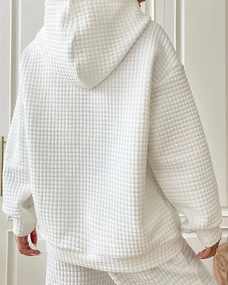 Dame Pullover hettegenser-genser عادي Gatemote Fritid Langermet Med hette Vanlige topper Ferie Ut på byen Lomme Svart Hvit Grå Høst Vinter 2025 - $23.99 –P9