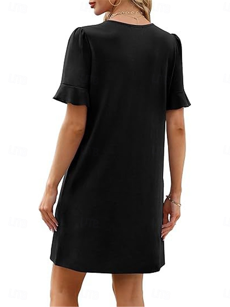 Damen Minikleid Sommerkleid Lässig Täglich Normale Passform Einfach Kurzarm V Ausschnitt Schwarz Blau Fuchsie Grün Sommer 2025 - $25.99 –P8