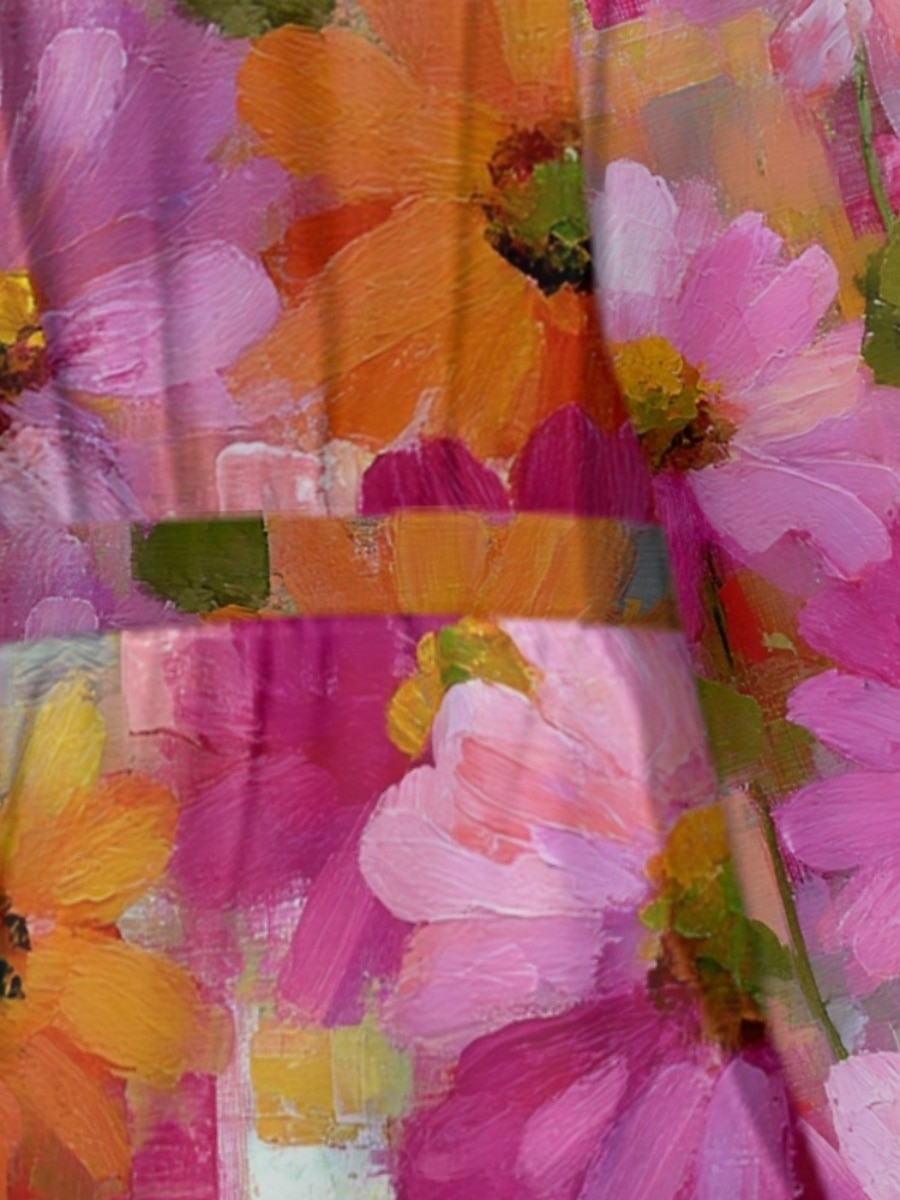 Damen Midikleid Freizeitkleid Chiffon Schwingkleid Modern Urlaub Täglich Wochenende Normale Passform Blumen Karomuster Langarm V Ausschnitt Rosa Fuchsie Grün Sommer Frühling Herbst 2025 - $31.99 –P4