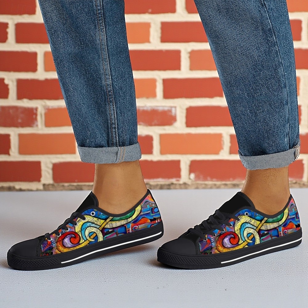 Tênis de lona com estampa abstrata colorida para homens – calçados leves e casuais com cadarço para streetwear, viagens e passeios de fim de semana de 2025 por $42.99 –P3