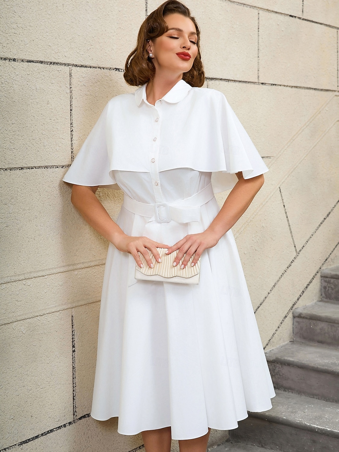 Retro Vintage 1950s Rockabilly Midi A Line Dress Flare Dress Plus Size A-Line Women's Vacation Homecoming Party & Evening Adults Dress Belt Spring & Summer 2025 - $66.99 –P6