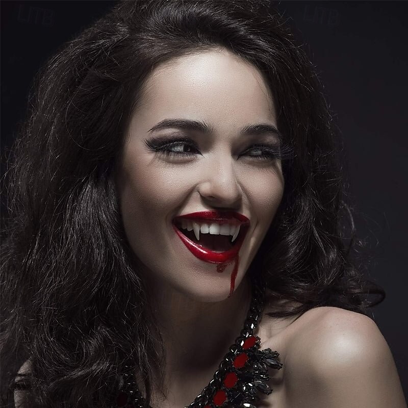 Einziehbare Vampirzähne für Halloween, realistische Vampirzähne für Cosplay, Requisiten für Zombiekostümpartys für Erwachsene und Kinder, gruseliges Dracula-Gebiss für die Halloween-Maskenball-Verkleidung 2025 - $8.99 –P7