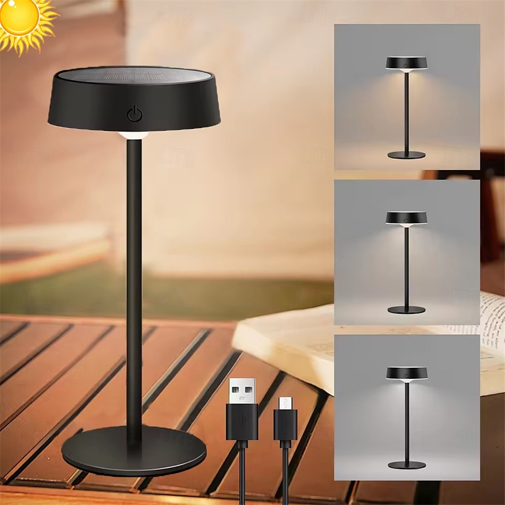 utendørs innendørs usb solcelledrevne bordlamper vanntette trådløse skrivebordslamper oppladbare dimbare med 3 fargetemperaturer liten berøringslampe 1 stk 2025 - $31.99 –P1