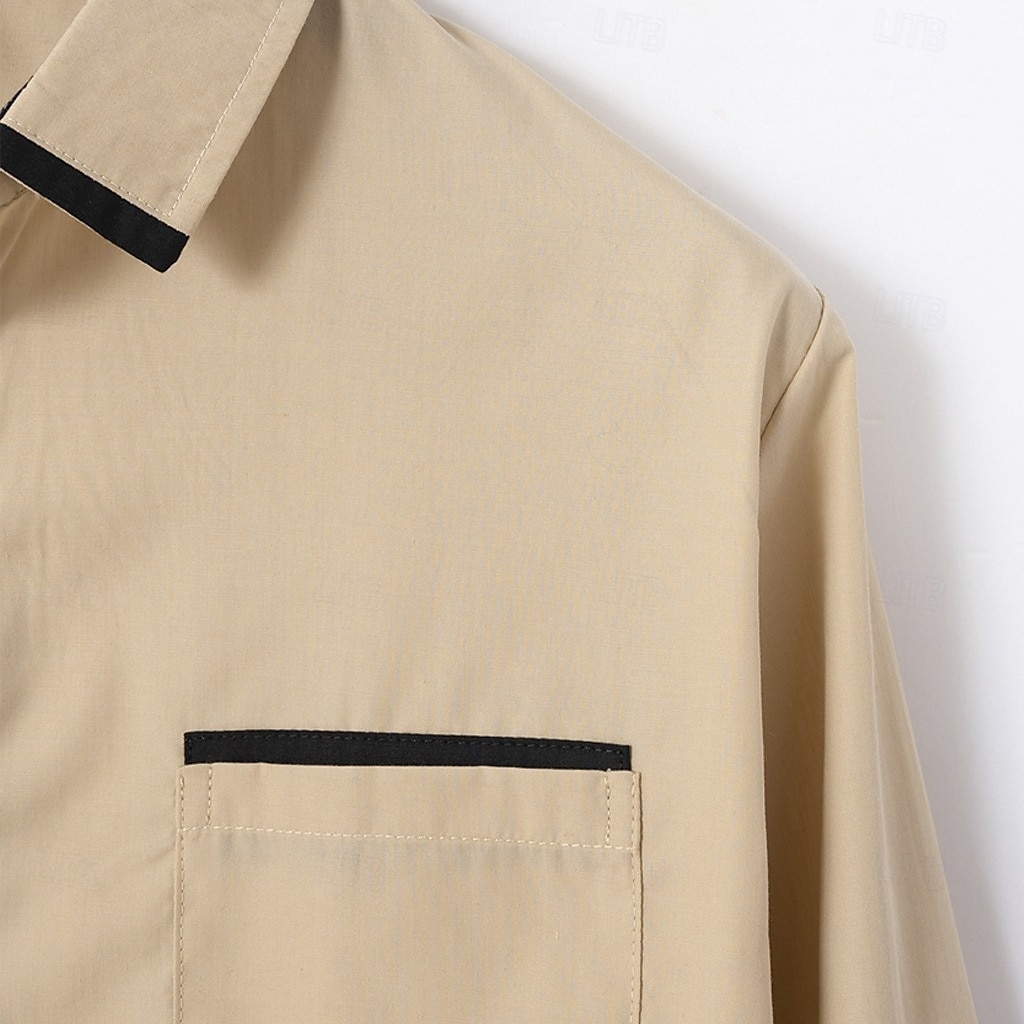 Men's Shirt Dress Shirt Button Down Shirt Non Iron Shirt Button Up Shirt Color Block Wedding Daily Light Blue Black White Light Green Long Sleeve Collar Spring &  Fall All Seasons Clothing Apparel 2025 - $25.99 –P11