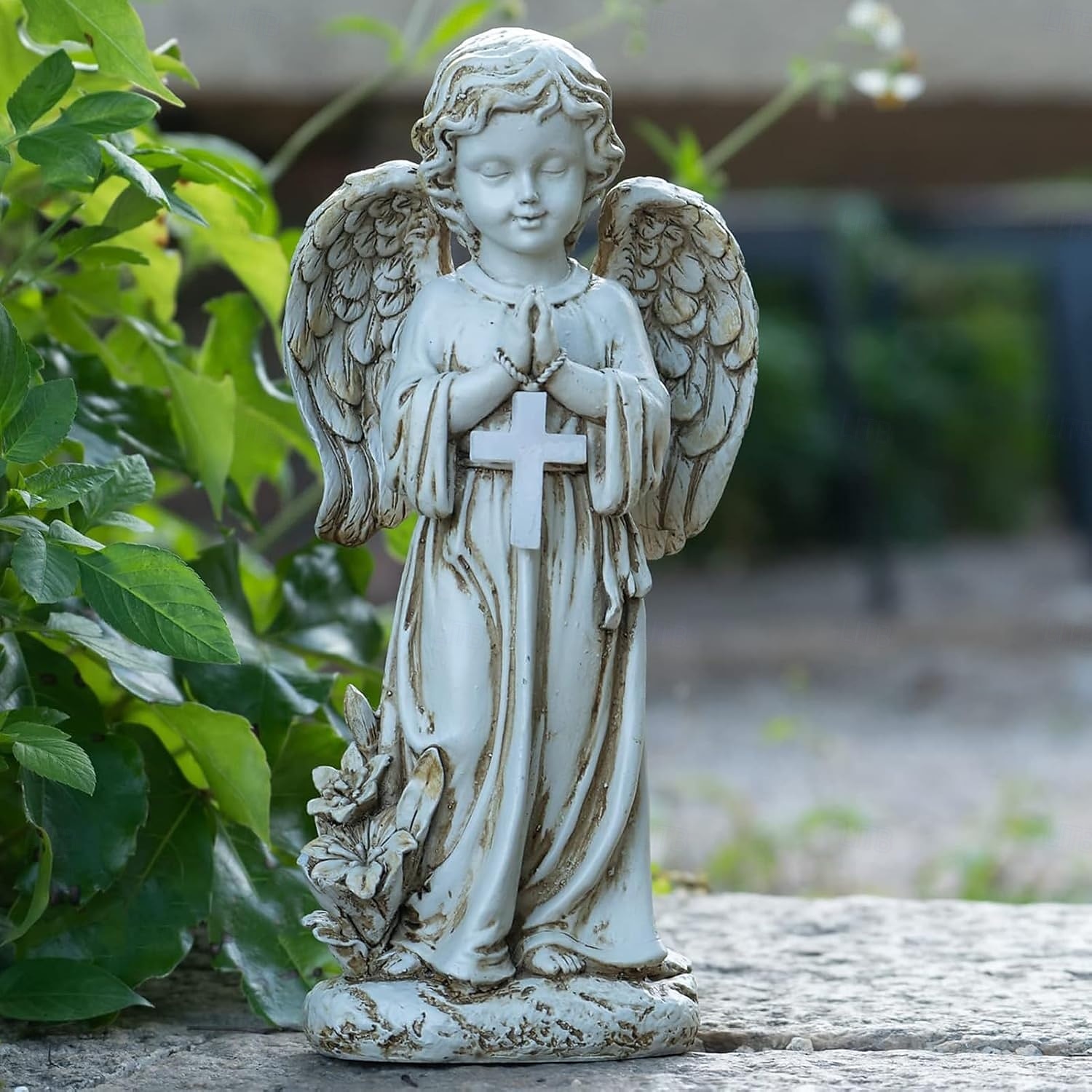 1 pièce extérieure solaire étanche croix prière ange cimetière lumière cour pelouse monument résine lumière décorative lumière paysage lumière de 2025 ? $24.99 –P4