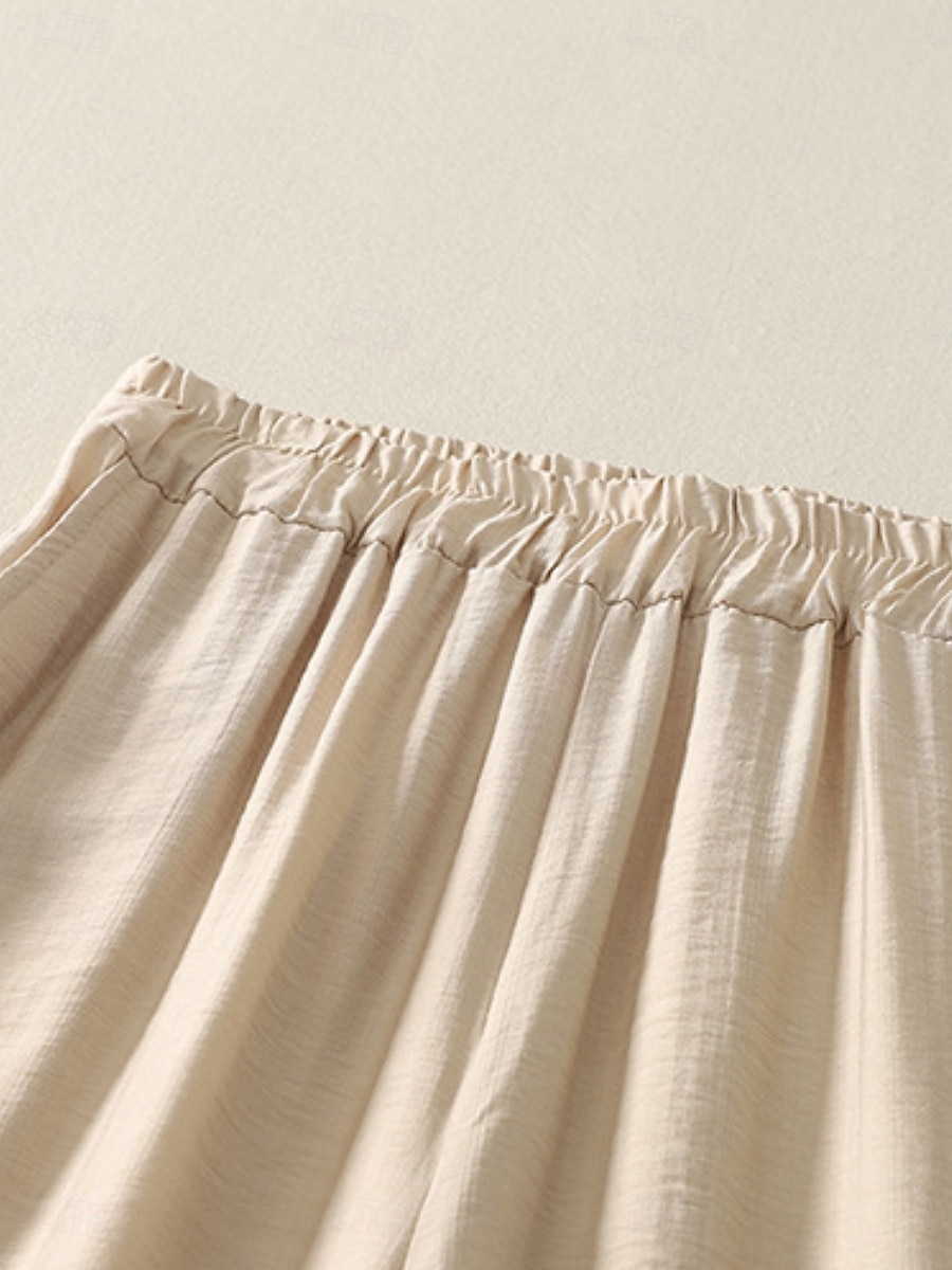 Damen Hose aus Baumwollleinen Chinos Ethno-Stil Basic Lässig Volle Länge Hohe Taille Blumen Bestickt Tasche Elastischer Bund Komfort Außenbereich Mikroelastisch Urlaub Straße Täglich Khaki Beige 2025 - $30.99 –P12