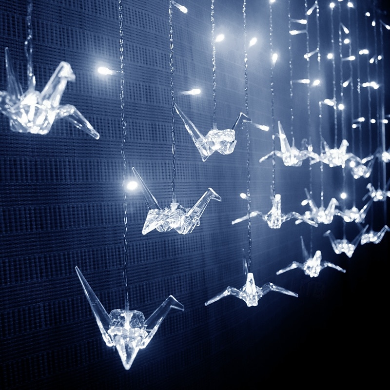 Luces de cadena de hadas 3.5M 96LED coloridas mil grullas de origami luces de cortina LED para boda decoración de habitación fiesta patio destellos luces de cadena de vacaciones enchufe EU US AU UK 2026 - $50.99 –P5