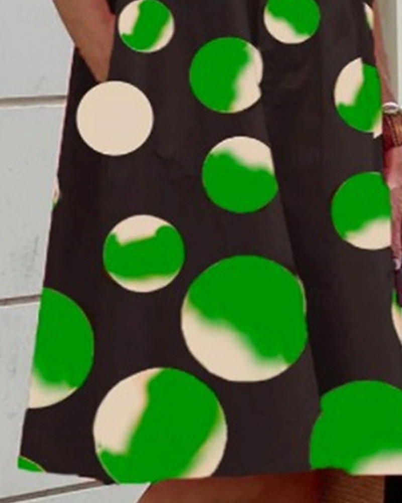 Damskie Sukienka midi Sukienka koszulowa Codzienne sukienki Moda Nowoczesny Codzienny Plaża Weekend Regularny Kropka Długi rękaw Kołnierzyk koszuli Zielony Wiosna Jesień 2025 - $24.99 –P3